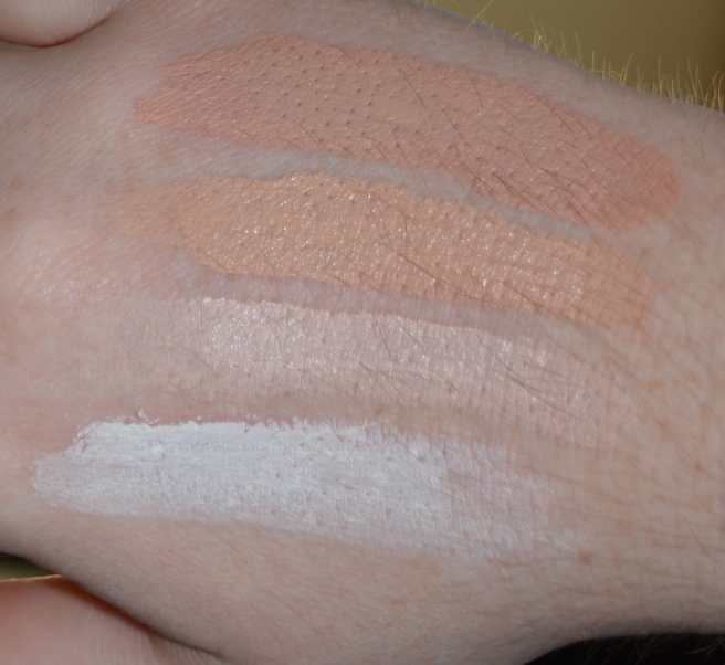 Zuii Organic liquid foundation swatches in rose light rose natural fair and beige fair pictures